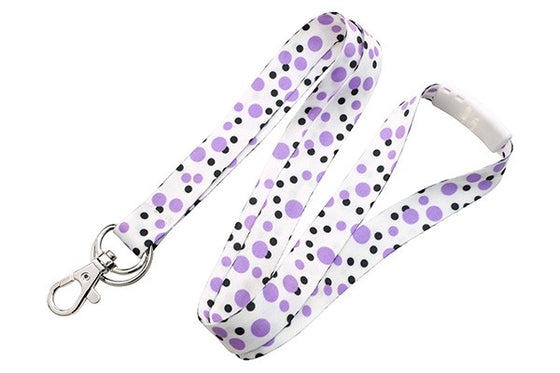 Purple 5/8" Polka Dot Lanyard with Trigger Hook and Split Ring