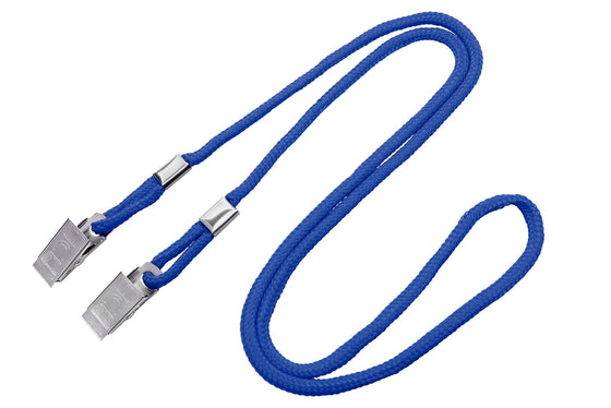 2140-6002 Royal Blue Open Ended Lanyard with 2 Bulldog Clips