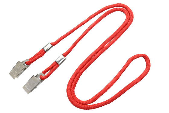 2140-6006 Red Open Ended Lanyard with 2 Bulldog Clips