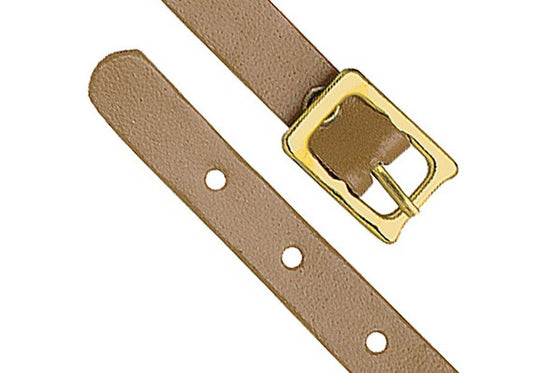 2420-1007 Tan Genuine Leather Luggage Strap with Brass-Plated Buckle, 5 Holes