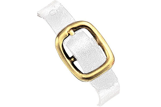 2420-1038 White Genuine Leather Luggage Strap with Brass-Plated Buckle, 3 Holes