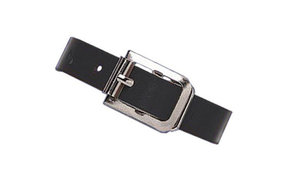 2420-1071 Black Genuine Leather Luggage Strap with Nickel-Plated Steel Buckle, 3 Holes