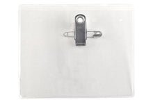  304-J21 Clear Vinyl Horizontal Badge Holder with Pin/Clip Combo, 3.63" x 3.48"