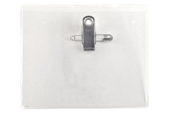 304-J21 Clear Vinyl Horizontal Badge Holder with Pin/Clip Combo, 3.63" x 3.48"