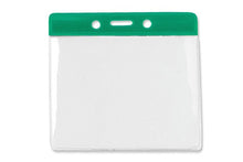  406-J-GRN Vinyl Horizontal Badge Holder with Green Color Bar, 4" x 3"