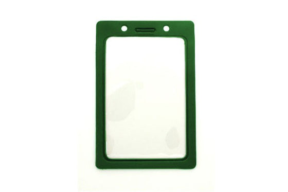 407-N-GRN Vinyl Vertical Badge Holder with Green Color Frame, 2.25" x 3.44"