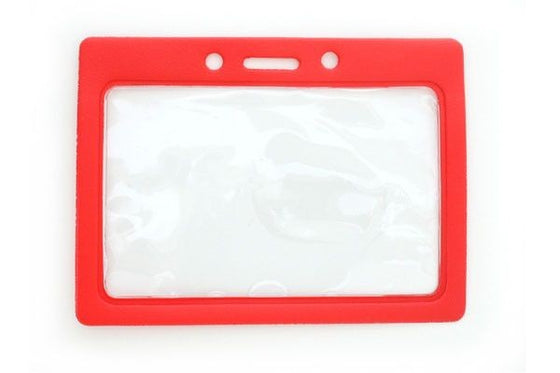 407-T-RED Vinyl Horizontal Badge Holder with Red Color Frame, 3.5" x 2.13"