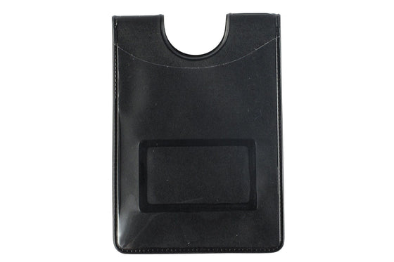 Black Vinyl Vertical 1-Pocket Magnetic Badge Holder with Thumb-Notch