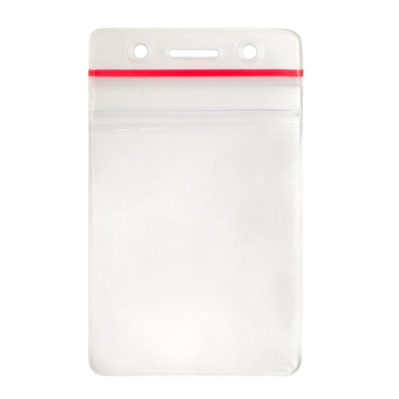 506-ZNSJ Clear Vinyl Vertical Badge Holder with Resealable Closure, Slot and Chain Holes, 2.25" x 3.25"