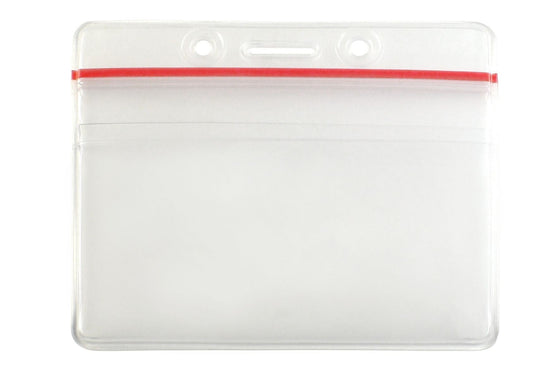 506-ZT1S Clear Vinyl Horizontal Badge Holder with Resealable Closure, Slot and Chain Holes, 3.38" x 2.13"