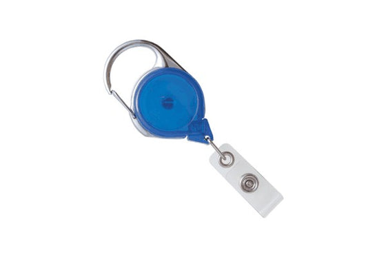 704-TR-RBLU Royal Blue Translucent Carabiner Reel With Strap