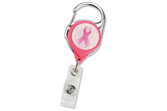 Pink Awareness Carabiner Badge Reel 704-CB-PNKRIB