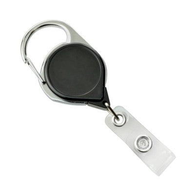 704-CLP-BLK Black Carabiner Badge Reel with Strap and Clip