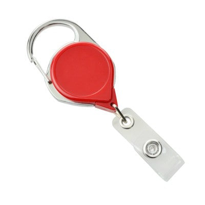 704-CLP-RED Red Carabiner Badge Reel with Strap and Clip