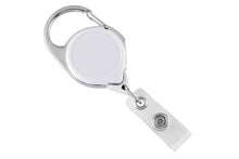  704-CLP-WHT White Carabiner Badge Reel with Strap and Clip