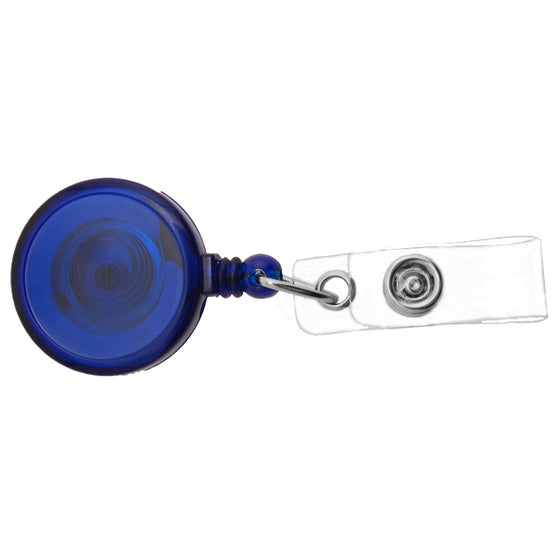 905-TR-RBLU Translucent Blue Round Max Label Reel With Strap And Slide Clip