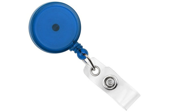 909-TR-RBLU Translucent Blue Round Max Label Reel With Strap And Swivel Clip