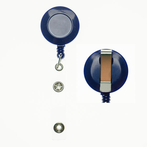 RBR-ECC Dark Blue Retractable Badge Reels With Strap Clip and Belt clip