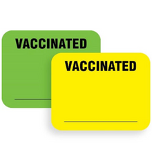  Extra Small Vaccinated Stickers 2 5/16” x 1 7/8”, Bright stickers show who has been fully vaccinated prior to entering your facility.