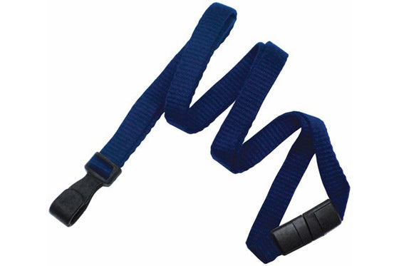 Navy Blue Bamboo 3/8" (10 mm) Lanyard with Breakaway And "No-Twist" Wide Plastic Hook 2137-2046